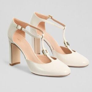 LK Bennett Almina Ecru Leather Oloid Maryjane Open Courts Size FLAW size 36